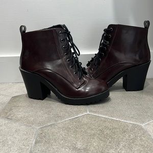Beautiful burgundy patent leather boots.  Only worn a couple of times.